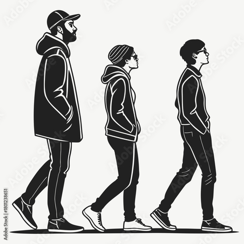 Fashion silhouettes of a couple with a woman and man in stylish poses
