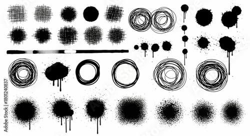 Abstract Texture Vector Designs Circle, Brushstroke, and Spray Paint Elements