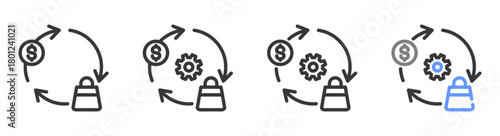 The Ultimate buying habits Styles with Variations Line of icon set vector illustration