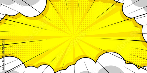 abstract comic background with zoom effect and cartoon cloud element. EPS 10