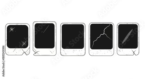 Collection of Damaged and Blank Polaroid Style Photo Frames Imperfect Memories
