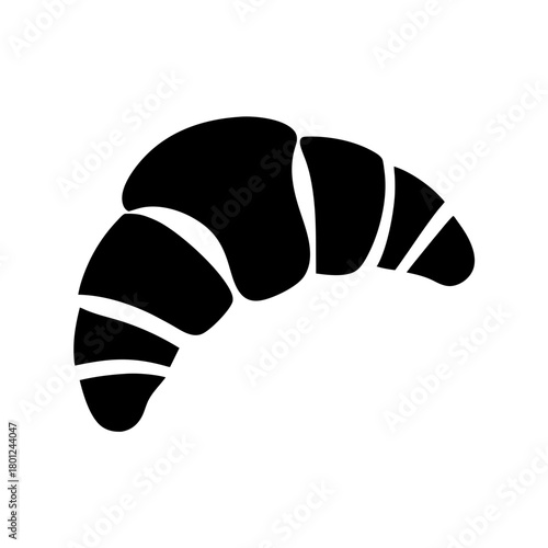 Black croissant silhouette icon on white background