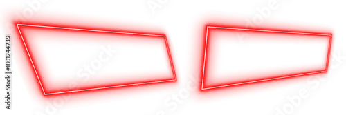 Red frame style perspective lines set neon lights colorful shaped object elements isolated on white background