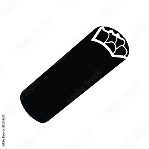 Stylized burrito wrap vector icon for restaurant menu