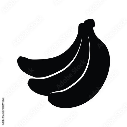 Simple black silhouette icon of bananas healthy food