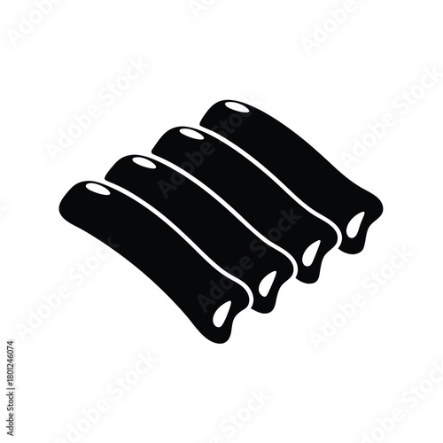 Graphic icon of four stylized meat ribs or pork ribs
