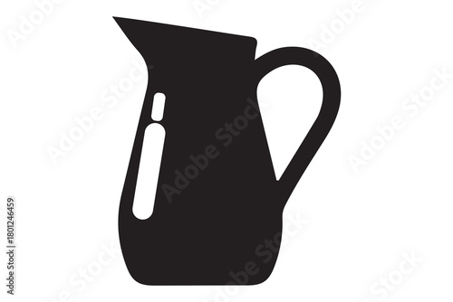 Simple black silhouette of a classic pitcher with a handle isolated on white background