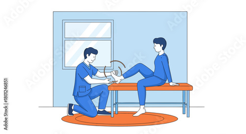 Medical Professional Assessing Foot Injury in Clinical Setting With Therapeutic Movements