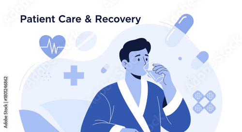 Illustration Depicting Patient Recovery, Health, and Wellbeing in Modern Healthcare Context
