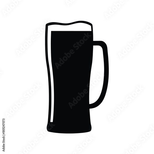 Beer mug silhouette icon with foam and handle graphic