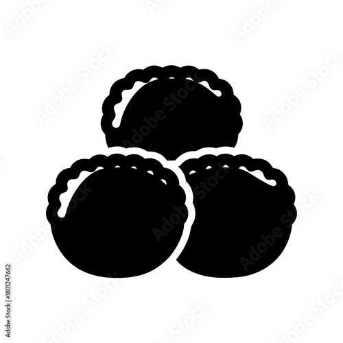 Three savory meatballs or delicious dumplings stack