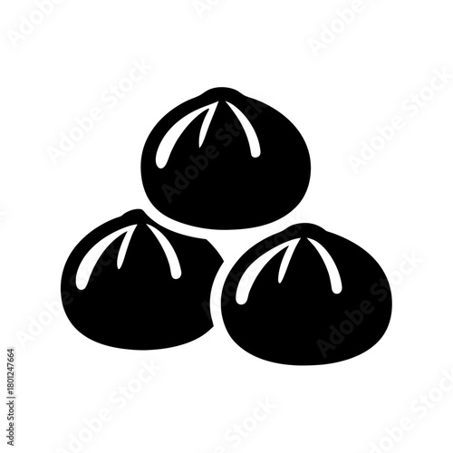 Stylized icon of three asian steamed buns or dumplings