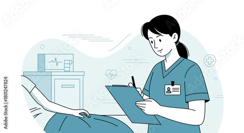 Medical Professional Carefully Documents Vital Signs And Oversees Patient Care.