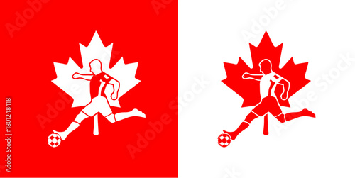 Canadian football emblem featuring athlete and maple leaf for modern national sports identity and team branding
