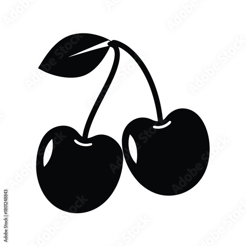 Cherry fruit graphic design element icon silhouette