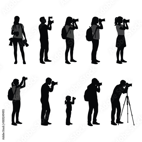 People silhouettes photography and videography set