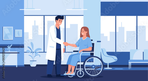 Medical Professional Shaking Hands with Patient in a Hospital Consulting Room