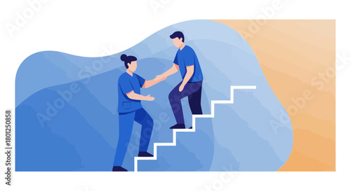 Medical Professional Supporting Patient's Ascent Towards Recovery And Well-being