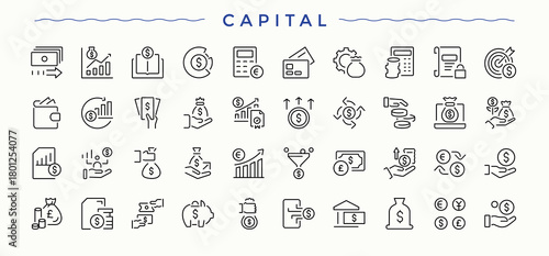 Capital icon. Minimal icons pack. Payment modern icon set. Containing wallet, banking, coin, bank, financial, payment, cash and more.
