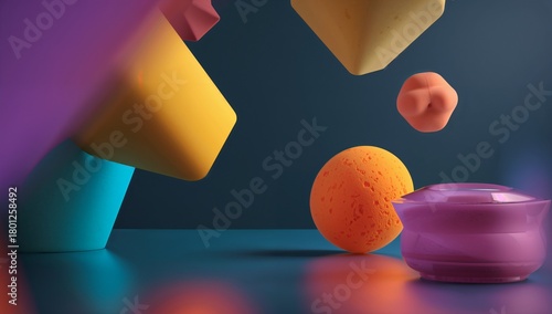 Abstract colorful shapes floating in a modern artistic composition