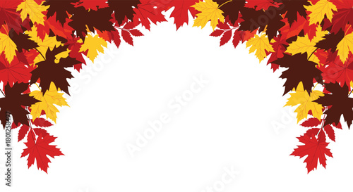 Beautiful autumn leaves frame the white space perfect for text or design.