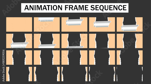Torn Paper Transition Animation Frame Sequence - Rolled-Up Page Reveal Effect