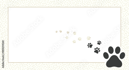 A whimsical trail of paw prints leading towards a larger paw print.