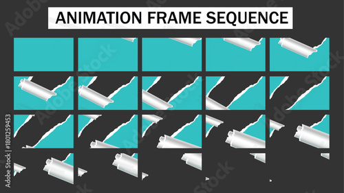 Torn Paper Transition Animation Frame Sequence - Rolled-Up Page Reveal Effect