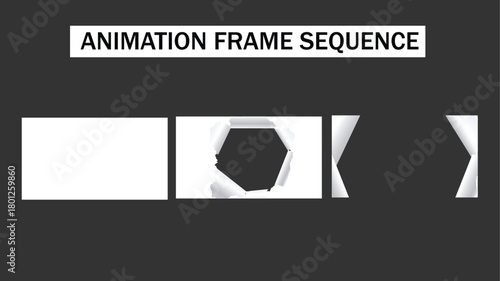 Torn Paper Transition Animation Frame Sequence - Rolled-Up Page Reveal Effect