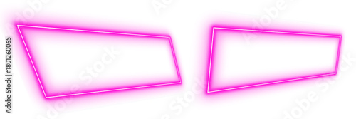 Pink frame style perspective lines set neon lights colorful shaped object elements isolated on white background