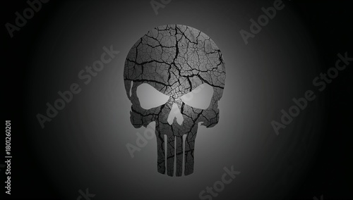 Cracked Skull Design on Dark Background for Graphic Projects