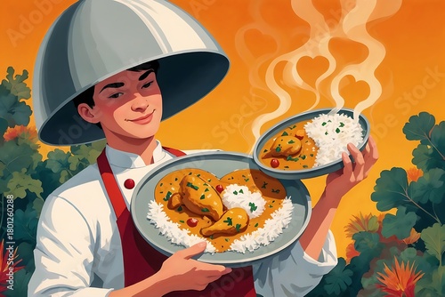 The chef is presenting a menu.