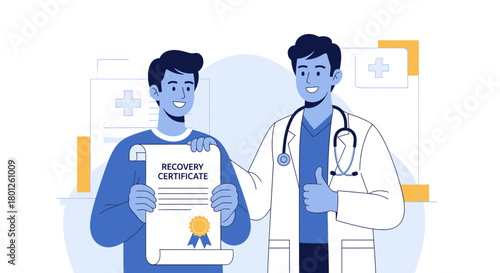 Patient Receiving a Medical Certificate After Successfully Recovering From An Illness