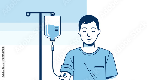 Patient Receiving IV Therapy, Medical Treatment, Infusion, Healthcare, Wellbeing, Relaxing