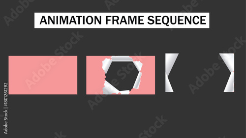 Torn Paper Transition Animation Frame Sequence - Rolled-Up Page Reveal Effect