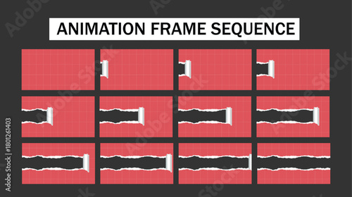 Torn Paper Transition Animation Frame Sequence - Rolled-Up Page Reveal Effect