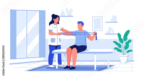 Patient Undergoing Physical Therapy And Exercise Conducted By A Professional Therapist