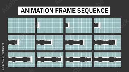 Torn Paper Transition Animation Frame Sequence - Rolled-Up Page Reveal Effect