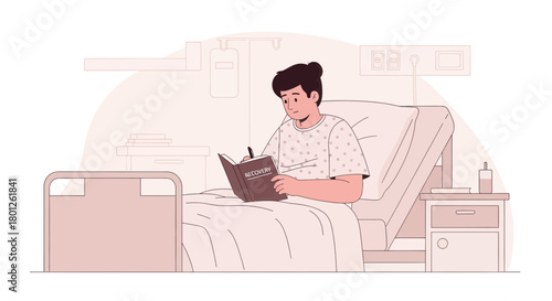 Patient Writing In Recovery Journal In Hospital, A Mental And Physical Healing Process