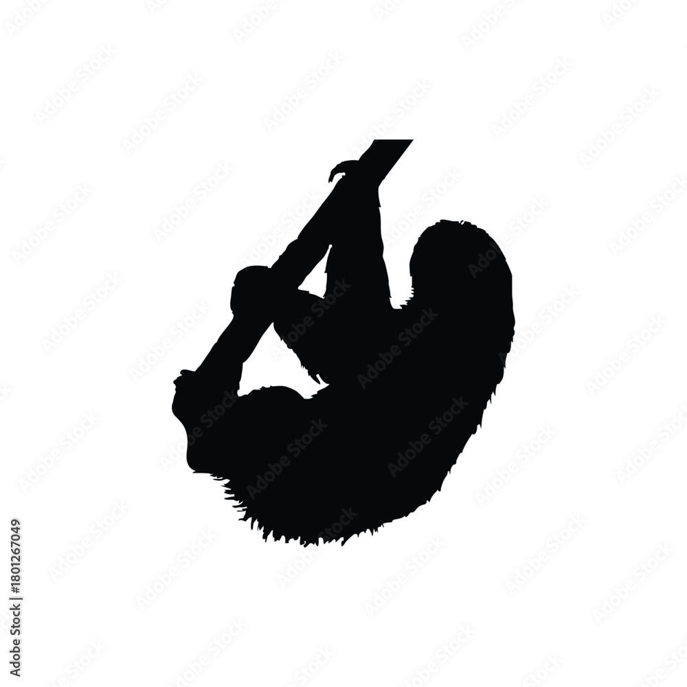 Naklejka premium Solid black sloth silhouette vector illustration