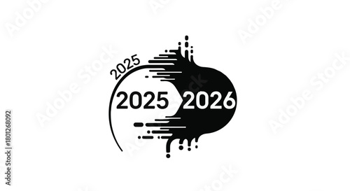 Transitioning from 2025 to 2026 with dynamic movement, symbolizing the flow of time and future planning.