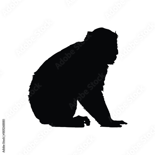Solid black monkey silhouette vector illustration