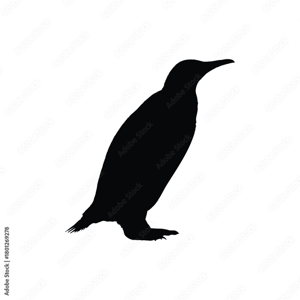 Fototapeta premium Solid black penguin silhouette vector illustration