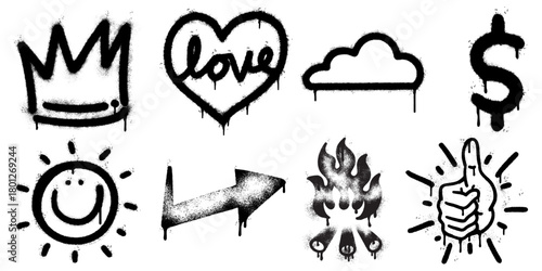 Hand drawn graffiti style icons and symbols set