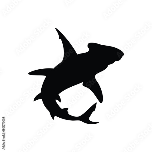 black silhouette of a hammerhead shark