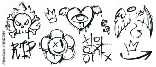 Graffiti Street Art Symbols and Icons Collection