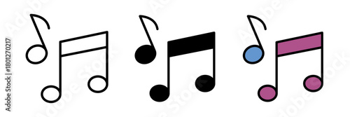 Music note icon typically shown as a single or multiple musical notes, symbolizing music, audio, or melody.