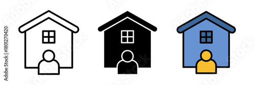 Real estate agent icon in flat vector illustration, designed in outline, filled, and color style. Perfect for representing property consulting.