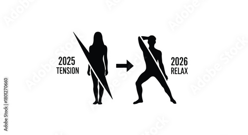 Transition from tension to relaxation, symbolizing personal growth and change over time.