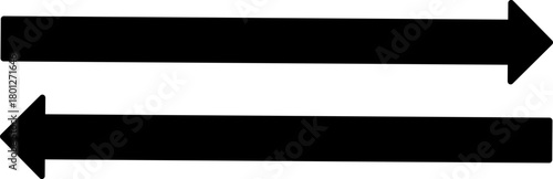 Vibrant black arrows pointing in opposite directions on a clean white background, symbolizing duality, movement, exchange, and opposite flows in a bold minimal design.

